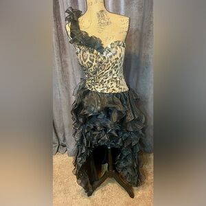 Party Time Formals Black and Silver High Low Dress